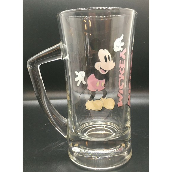 Vintage Mickey Mouse Tall Glass Mug Cup with Handle Marked Disney - Picture 6 of 12